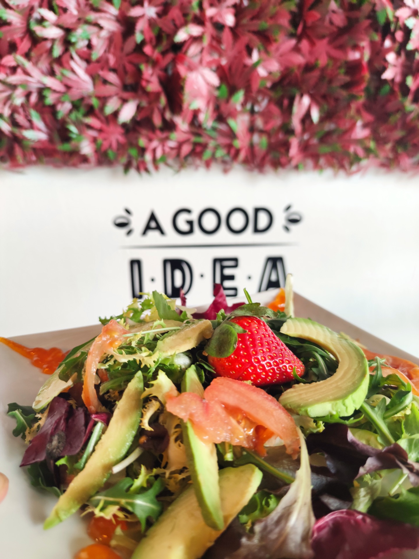 Rúcula Aguacate, tomate, mermelada de naranja amarga, fresón, rúcula, lechuga, y ensalada variada ___ 7.5€
